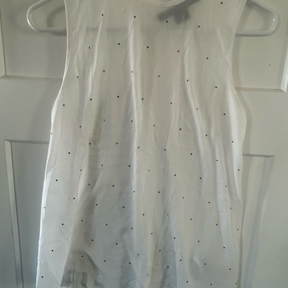 French Connection White Sleeveless Top with jewel detail.